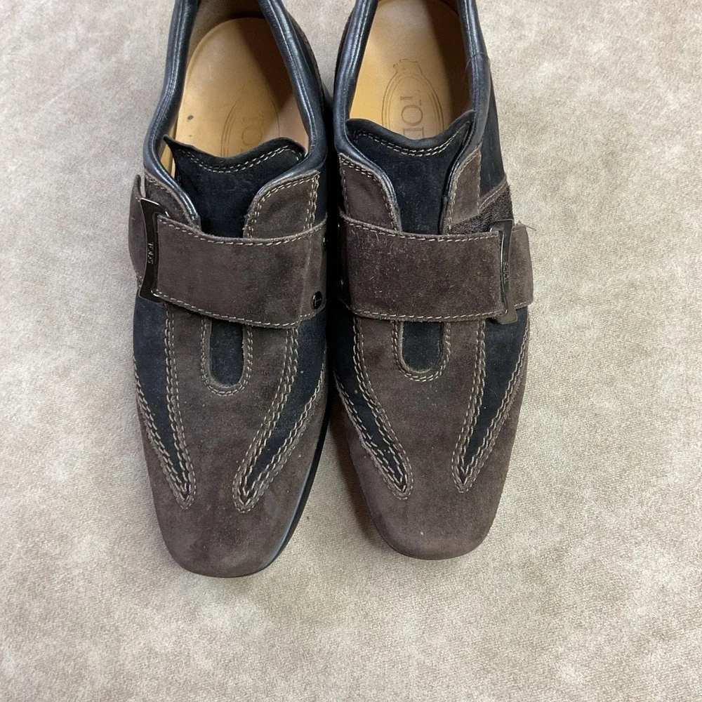 Tods Shoes EU 38.5 Brown Suede Leather Gomino Shoes Drivers Italian Buckle